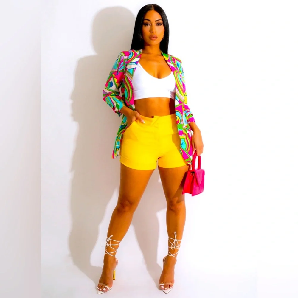 Neon 2 Piece Blazer Set. Worn Once. SZL. Feel Fabulous in this Sea of Colors 👌 - Picture 1 of 2